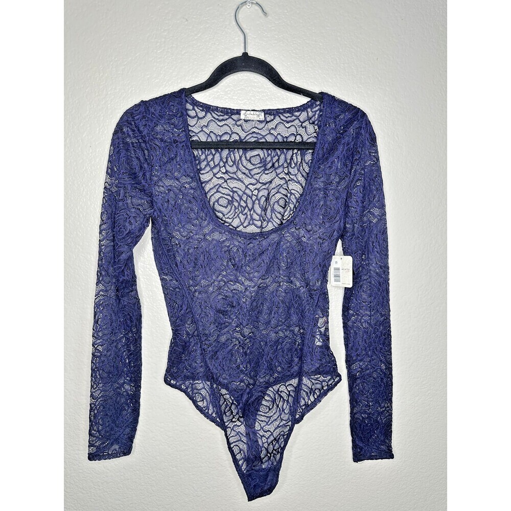 NEW Free People Bodysuit Womens Small Intimately Sheer Floral Lace Long Sleeve